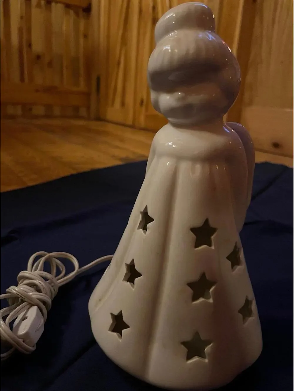 Vintage Star Angel Ceramic Electric Lamp 9.5” Portable Works by Underwriters Lab